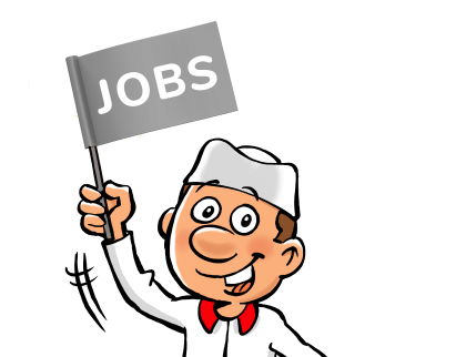 Frans Claes holing Jobs sign